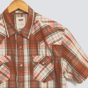 Levi’s Short Sleeve Western Plaid Push Button Down Shirt Medium
